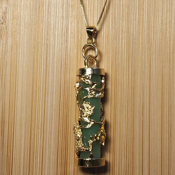 Multi Colors Available!  925 Jade Style Glow in the Dark Pendant 18" 925 Chain - Picture 10 of 16